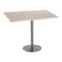 Holland Bar Stool EnduroTop 30" x 48" Rectangular White Ash Indoor / Outdoor Bar Height Table with Stainless Steel Base