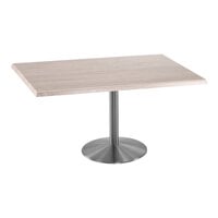 Holland Bar Stool EnduroTop 30" x 48" Rectangular White Ash Indoor / Outdoor Standard Height Table with Stainless Steel Base