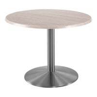 Holland Bar Stool EnduroTop 30" Round White Ash Indoor / Outdoor Standard Height Table with Stainless Steel Base