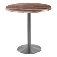 Holland Bar Stool EnduroTop 36" Round Rustic Indoor / Outdoor Bar Height Table with Stainless Steel Base