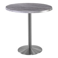 Holland Bar Stool EnduroTop 36" Round Greystone Indoor / Outdoor Bar Height Table with Stainless Steel Base