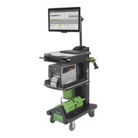 Newcastle Systems NB300NU2-S NB Series 26" x 18" x 43" Black Adjustable Height Sit / Stand Powered Slim Mobile Work Station with 2 Rechargeable LiFePO4 Batteries, Dual Charging Station, Power Strip, Cord Holder, and Waste Basket - 36 Ah