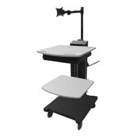 Newcastle Systems NB300 NB Series 26" x 24" x 43" Black 2-Shelf Adjustable Height Sit / Stand Mobile Work Station with Waste Basket