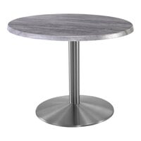 Holland Bar Stool EnduroTop 30" Round Greystone Indoor / Outdoor Standard Height Table with Stainless Steel Base