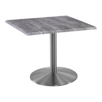 Holland Bar Stool EnduroTop 30" x 30" Square Greystone Indoor / Outdoor Standard Height Table with Stainless Steel Base