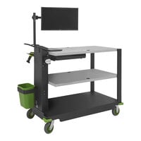 Newcastle Systems PC495 PC Series 57" x 29" x 43" Black 2-Shelf Adjustable Height Heavy-Duty Mobile Work Station with Waste Basket