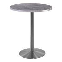 Holland Bar Stool EnduroTop 30" Round Greystone Indoor / Outdoor Bar Height Table with Stainless Steel Base