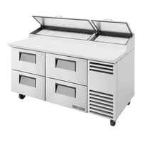 True TPP-AT-67D-4-HC 67 3/8" Refrigerated Pizza Prep Table with Four Drawers