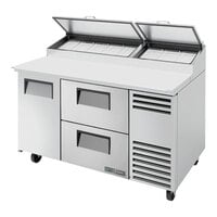 True TPP-AT-60D-2-HC 60 1/4" Refrigerated Pizza Prep Table with Two Drawers and One Door