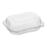 Genpak Clover 9" x 7" x 3" Microwavable 1-Compartment Clear Plastic Hinged Container - 300/Case