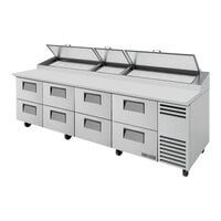 True TPP-AT-119D-8-HC 119 1/4" Refrigerated Pizza Prep Table with Eight Drawers