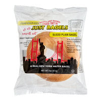 Just Bagels Authentic New York Sliced Individually Wrapped Mini Plain Bagel 2 oz. - 60/Case