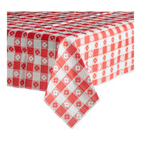 Table Mate 54" x 108" Red Gingham Tissue / Poly Table Cover - 24/Case