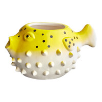 Acopa 20 oz. Yellow Ceramic Pufferfish Mug - Sample