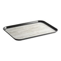 Dinex Glasteel 15" x 20" Woodgrain / Black Non-Skid Fiberglass Tray DXSMC1520NSW03 - 12/Case