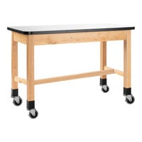 National Public Seating Wood Science Lab Table with Whiteboard Top and Casters