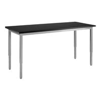 National Public Seating Height Adjustable Gray Steel Science Lab Table with Epoxy Top