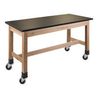 National Public Seating Wood Science Lab Table with Phenolic Top and Casters