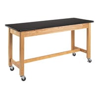 National Public Seating Wood Science Lab Table with High-Pressure Laminate Top and Casters