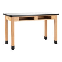 National Public Seating Wood Science Lab Table with Whiteboard Top and Built-In Book Compartments