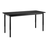 National Public Seating Height Adjustable Black Steel Science Lab Table with Epoxy Top