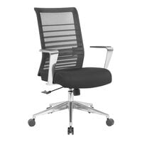 Boss Black Horizontal Striped Mesh Back Task Chair with Fixed Aluminum Arms