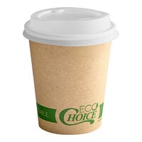 EcoChoice 8 oz. Kraft Compostable Paper Hot Cup and PLA Lid - 50/Pack