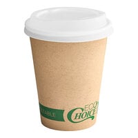 EcoChoice 12 oz. Kraft Compostable Paper Hot Cup and PLA Lid - 50/Pack