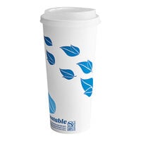 EcoChoice 24 oz. Leaf Print Compostable Paper Hot Cup and PLA Lid - 50/Pack