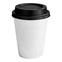 12.5 Oz White and Silver Plastic Coffee Cups - Luxe Party – Luxe