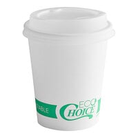 EcoChoice 8 oz. White Compostable Paper Hot Cup and PLA Lid - 50/Pack