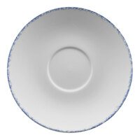 International Tableware Provincial 6 1/4" Sponged Blue Porcelain Cappuccino Saucer - 36/Case