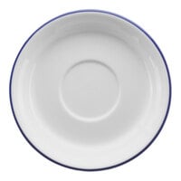 International Tableware Torino Bistro 6 1/8" Blue Band Porcelain Saucer - 36/Case