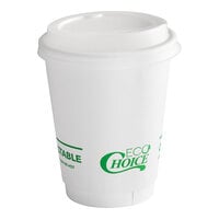 EcoChoice 12 oz. Smooth Double Wall White Compostable Paper Hot Cup and PLA Lid - 50/Pack