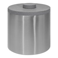 room360 Belize 3 Qt. Silver Stainless Steel Ice Bucket with Faux Shagreen Smoke Lid RIB037BSS21