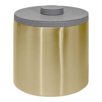 room360 Belize 3 Qt. Matte Brass Stainless Steel Ice Bucket with Faux Shagreen Smoke Lid RIB037GOS21
