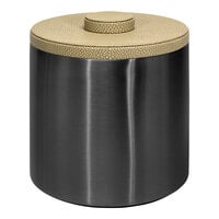 room360 Belize 3 Qt. Matte Black Stainless Steel Ice Bucket with Faux Shagreen Dune Lid RIB036BKS21