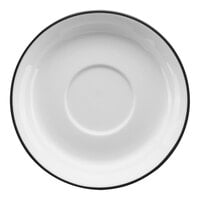 International Tableware Torino Bistro 6 1/8" Black Band Porcelain Saucer - 36/Case