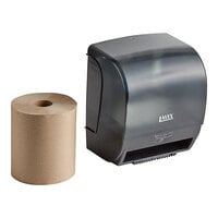 Lavex Translucent Black Automatic Paper Towel Dispenser with Motion Sensor and 6 Paper Towel Rolls