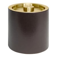 room360 London 3.5 Qt. Brown Faux Leather Ice Bucket with Matte Brass Lid RIB026BRL21
