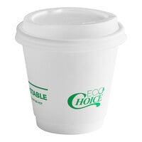 EcoChoice 8 oz. Squat Smooth Double Wall White Compostable Paper Hot Cup and PLA Lid - 50/Pack