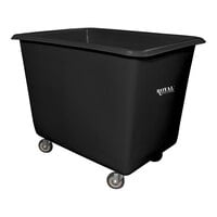 Royal Basket Trucks 25 Cu. Ft. Black Poly Truck with Steel Base and 2 Rigid / 2 Swivel Casters R20-BKX-PGC-4UNN
