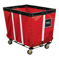 Royal Basket Trucks 27 Cu. Ft. Red Vinyl Permanent Liner Basket Truck with Steel Base and 4 Swivel Casters R20-RRW-PWA-3UNT