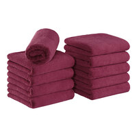 Monarch Brands 16" x 27" Coral Fleece Burgundy Bleach-Safe Hand Towel