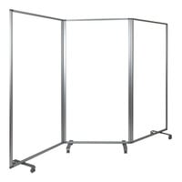 Flash Furniture Raisley 72 1/8" x 106 1/2" Clear Acrylic Mobile Room Divider with 3 Panels and Lockable Casters