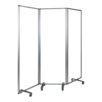 Flash Furniture Raisley 72 1/8" x 71" Clear Acrylic Mobile Room Divider with 3 Panels and Lockable Casters