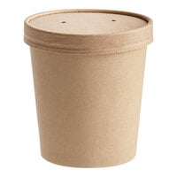 Choice 16 oz. Kraft Poly-Coated Paper Food Cup with Vented Paper Lid - 250/Case