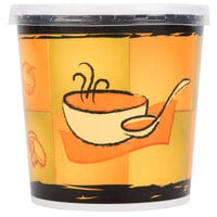 Huhtamaki 71848 Streetside Print 16 oz. Double Poly-Paper Soup / Hot Food Cup with Plastic Lid - 250/Case