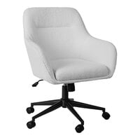 Martha Stewart Rayana Swivel White Boucle Fabric Swivel Office Chair with Oil-Rubbed Bronze Finish