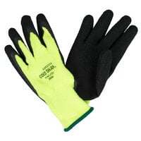Cordova Cold Snap Hi-Vis Green Loop-In Terry Gloves with Black Foam Latex Palm Coating - Small - 12/Pack